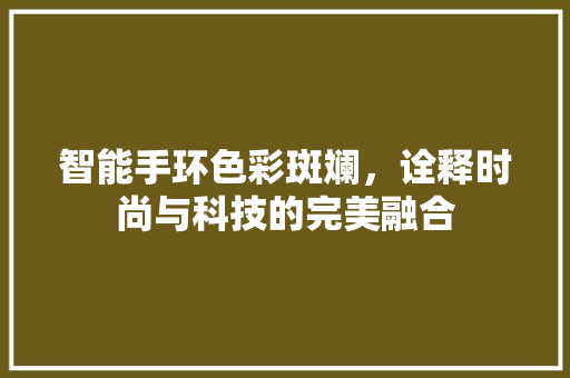 智能手环色彩斑斓，诠释时尚与科技的完美融合