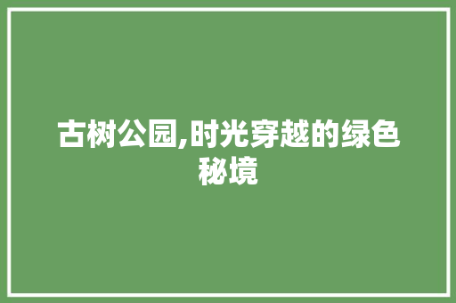 古树公园,时光穿越的绿色秘境