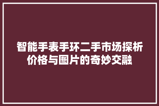 智能手表手环二手市场探析价格与图片的奇妙交融  第1张