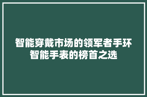 智能穿戴市场的领军者手环智能手表的榜首之选