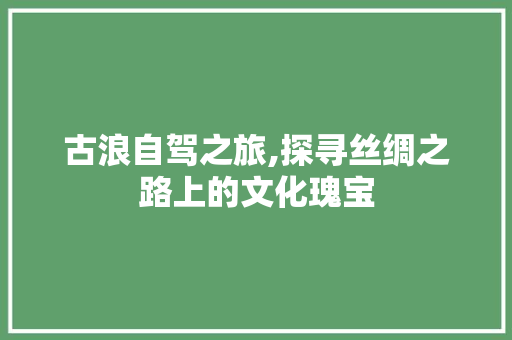 古浪自驾之旅,探寻丝绸之路上的文化瑰宝