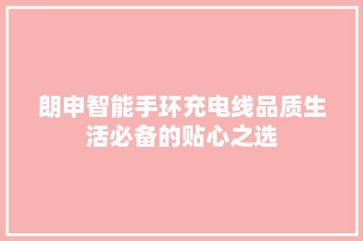 朗申智能手环充电线品质生活必备的贴心之选