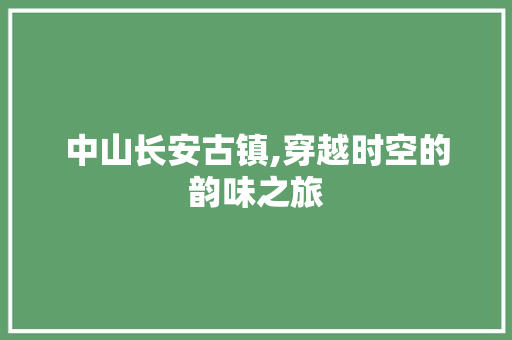 中山长安古镇,穿越时空的韵味之旅  第1张