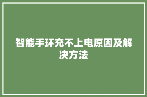 智能手环充不上电原因及解决方法