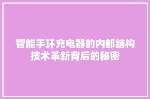 智能手环充电器的内部结构技术革新背后的秘密