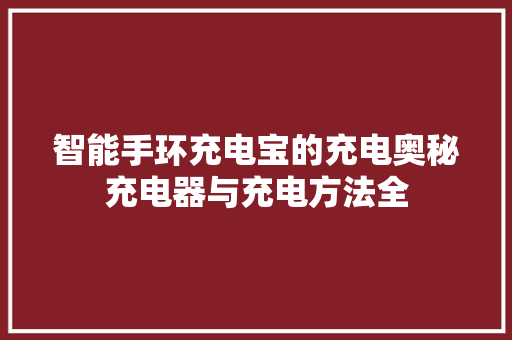 智能手环充电宝的充电奥秘充电器与充电方法全