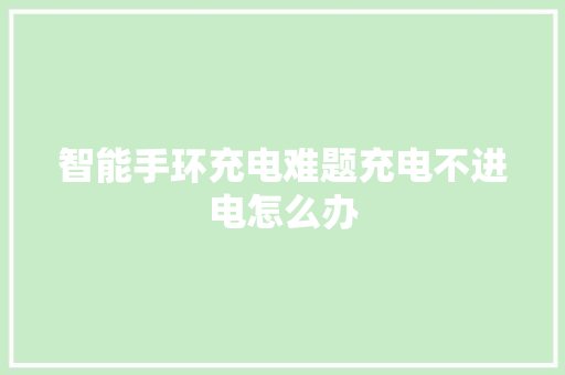 智能手环充电难题充电不进电怎么办