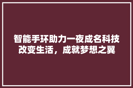 智能手环助力一夜成名科技改变生活，成就梦想之翼  第1张