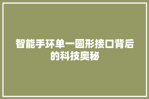 智能手环单一圆形接口背后的科技奥秘