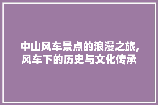 中山风车景点的浪漫之旅,风车下的历史与文化传承  第1张