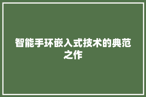 智能手环嵌入式技术的典范之作  第1张