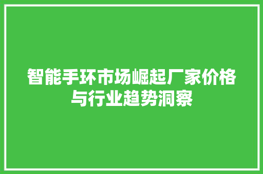 智能手环市场崛起厂家价格与行业趋势洞察