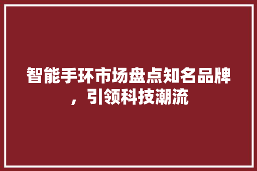 智能手环市场盘点知名品牌，引领科技潮流