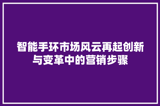 智能手环市场风云再起创新与变革中的营销步骤