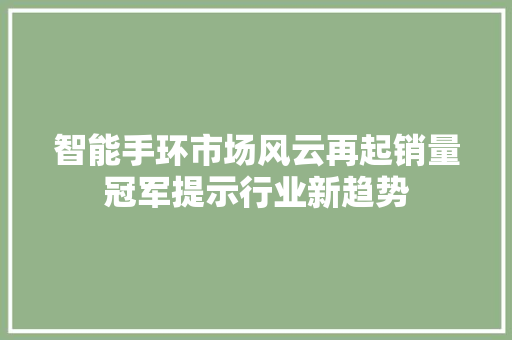 智能手环市场风云再起销量冠军提示行业新趋势