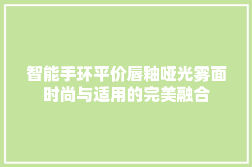 智能手环平价唇釉哑光雾面时尚与适用的完美融合