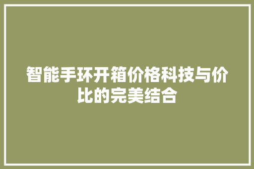 智能手环开箱价格科技与价比的完美结合