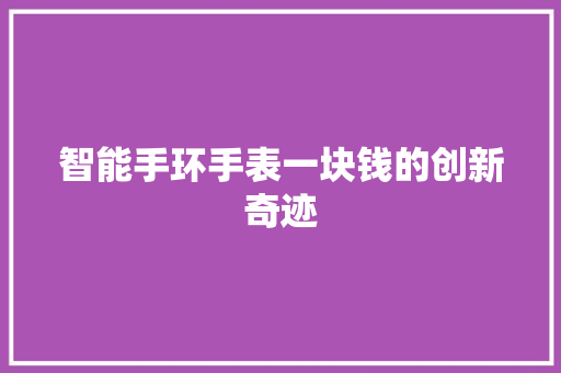 智能手环手表一块钱的创新奇迹