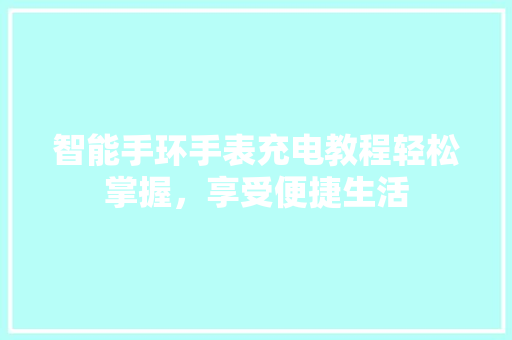 智能手环手表充电教程轻松掌握，享受便捷生活