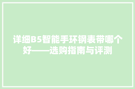 详细B5智能手环钢表带哪个好——选购指南与评测