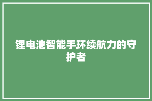 锂电池智能手环续航力的守护者