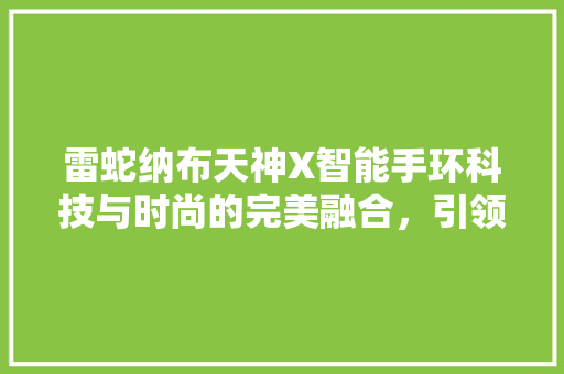 雷蛇纳布天神X智能手环科技与时尚的完美融合，引领智能穿戴新潮流