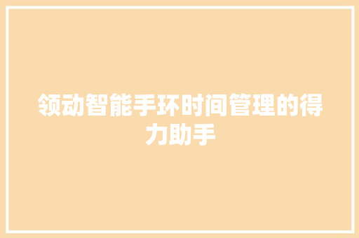 领动智能手环时间管理的得力助手