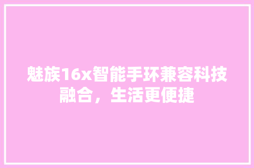 魅族16x智能手环兼容科技融合，生活更便捷