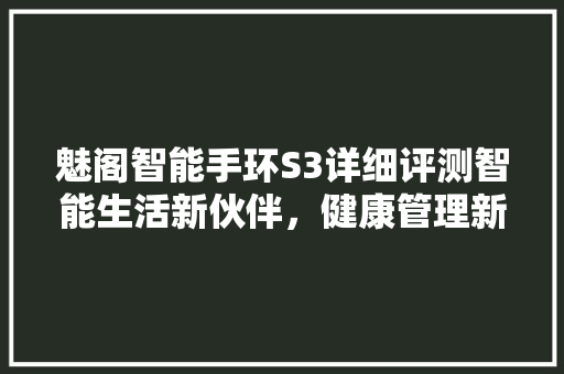 魅阁智能手环S3详细评测智能生活新伙伴，健康管理新选择