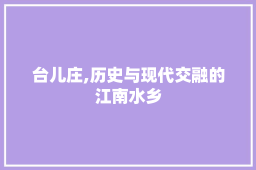 台儿庄,历史与现代交融的江南水乡