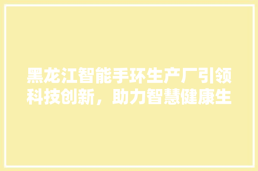 黑龙江智能手环生产厂引领科技创新，助力智慧健康生活