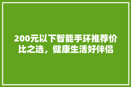 200元以下智能手环推荐价比之选，健康生活好伴侣