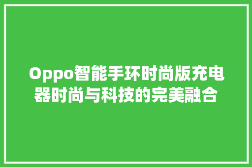 Oppo智能手环时尚版充电器时尚与科技的完美融合