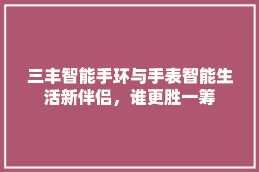 三丰智能手环与手表智能生活新伴侣，谁更胜一筹