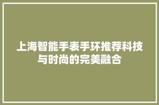 上海智能手表手环推荐科技与时尚的完美融合