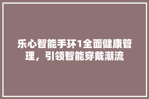 乐心智能手环1全面健康管理，引领智能穿戴潮流