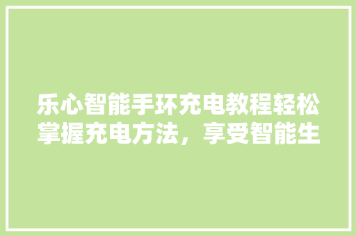 乐心智能手环充电教程轻松掌握充电方法，享受智能生活