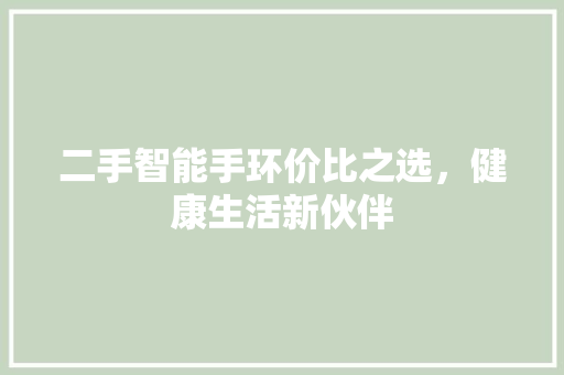 二手智能手环价比之选，健康生活新伙伴