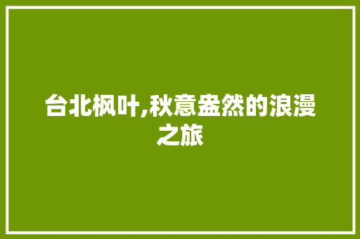 台北枫叶,秋意盎然的浪漫之旅