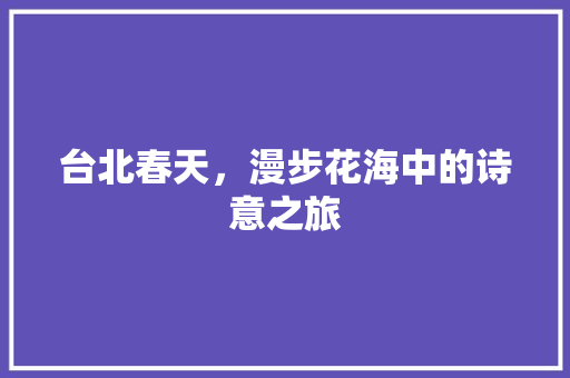 台北春天，漫步花海中的诗意之旅  第1张