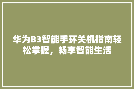 华为B3智能手环关机指南轻松掌握，畅享智能生活