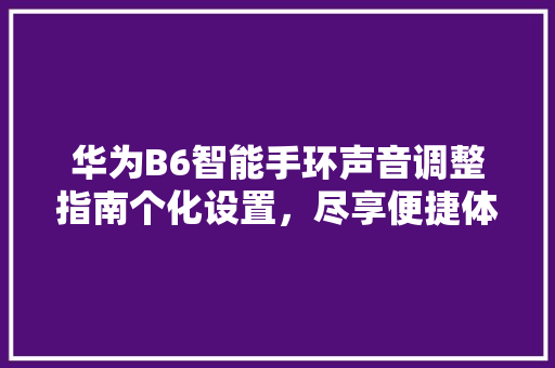 华为B6智能手环声音调整指南个化设置，尽享便捷体验  第1张