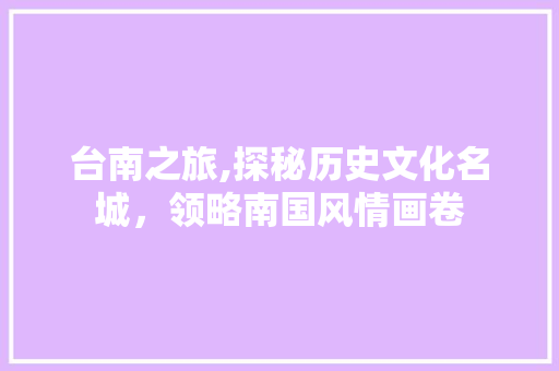 台南之旅,探秘历史文化名城，领略南国风情画卷  第1张