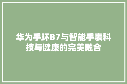 华为手环B7与智能手表科技与健康的完美融合