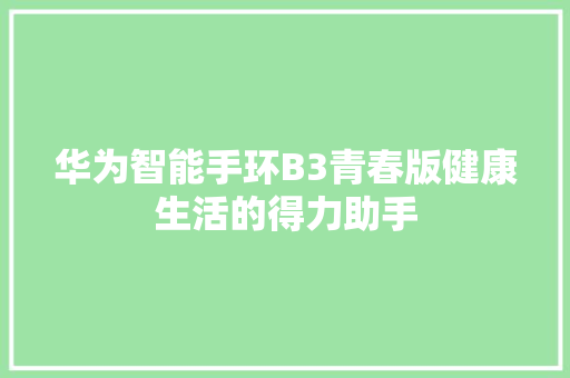 华为智能手环B3青春版健康生活的得力助手