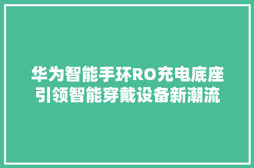 华为智能手环RO充电底座引领智能穿戴设备新潮流  第1张