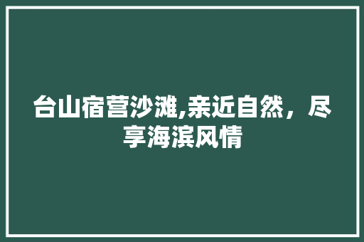 台山宿营沙滩,亲近自然，尽享海滨风情