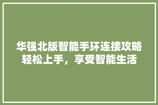 华强北版智能手环连接攻略轻松上手，享受智能生活