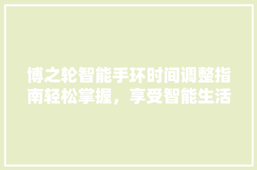 博之轮智能手环时间调整指南轻松掌握，享受智能生活