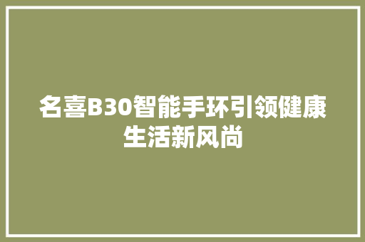 名喜B30智能手环引领健康生活新风尚  第1张